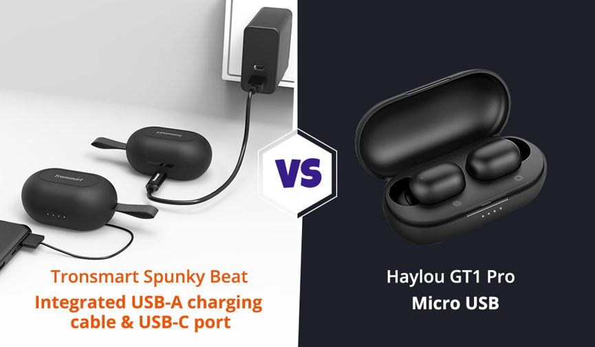 Tronsmart-Spunky-Beat-vs-Haylou-GT1-Pro-connectique